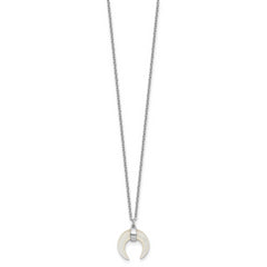 Sterling Silver RH-plated Mother Of Pearl Moon w/2in ext Necklace