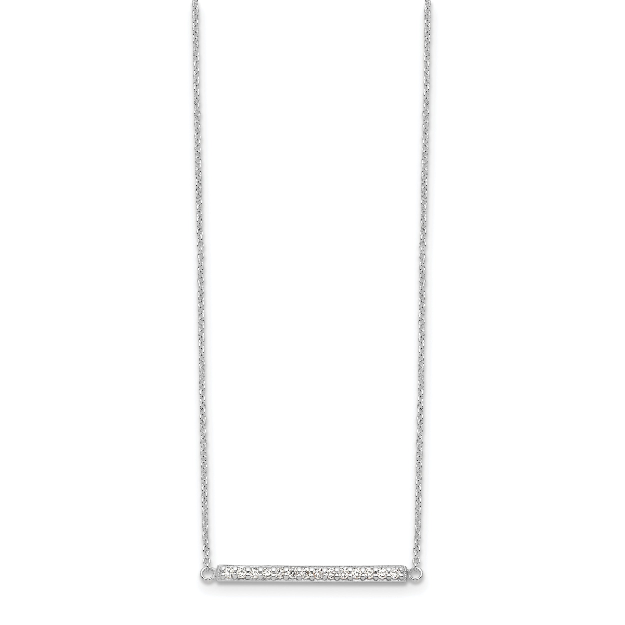 Sterling Silver CZ Bar Necklace