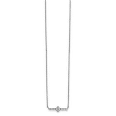 Sterling Silver Rhodium Plated CZ Fancy Bar Necklace