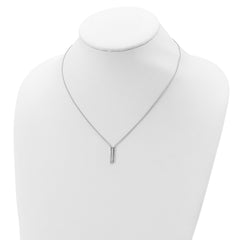 Sterling Silver Rhodium Plated CZ Vertical Bar Necklace