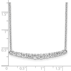 Sterling Silver Rhodium-plated CZ Bar w/ 2in ext. Necklace