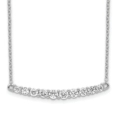 Sterling Silver Rhodium-plated CZ Bar w/ 2in ext. Necklace