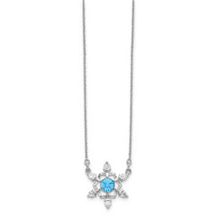 Sterling Silver RH-plated Crystal Snowflake w/2in ext Necklace