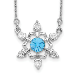 Sterling Silver RH-plated Crystal Snowflake w/2in ext Necklace