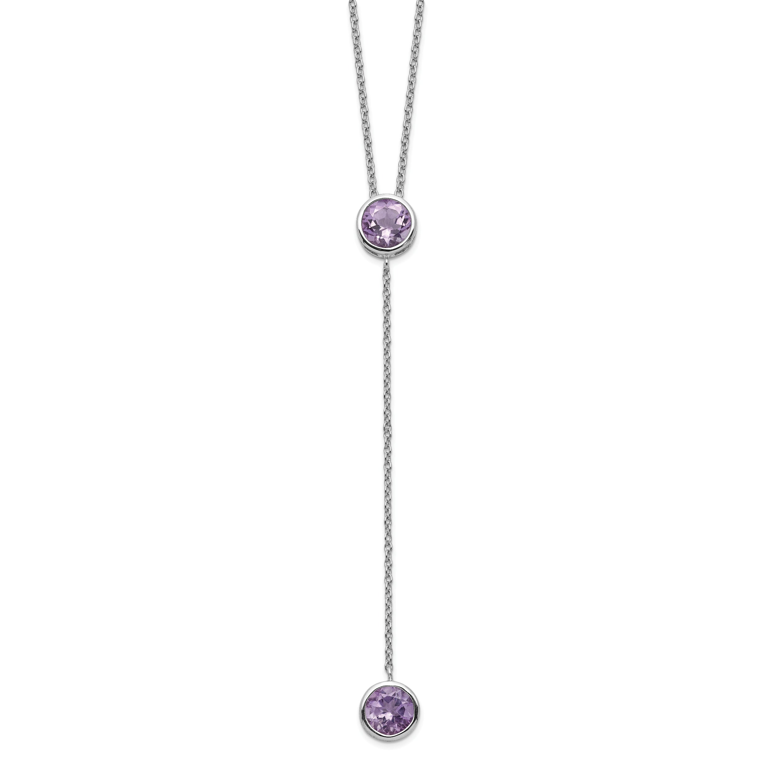 Sterling Silver Rhodium-plated Amethyst w/ 2in ext. Y-Necklace