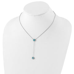 Sterling Silver Rhodium-plated Blue Topaz w/ 2in ext. Y-Necklace