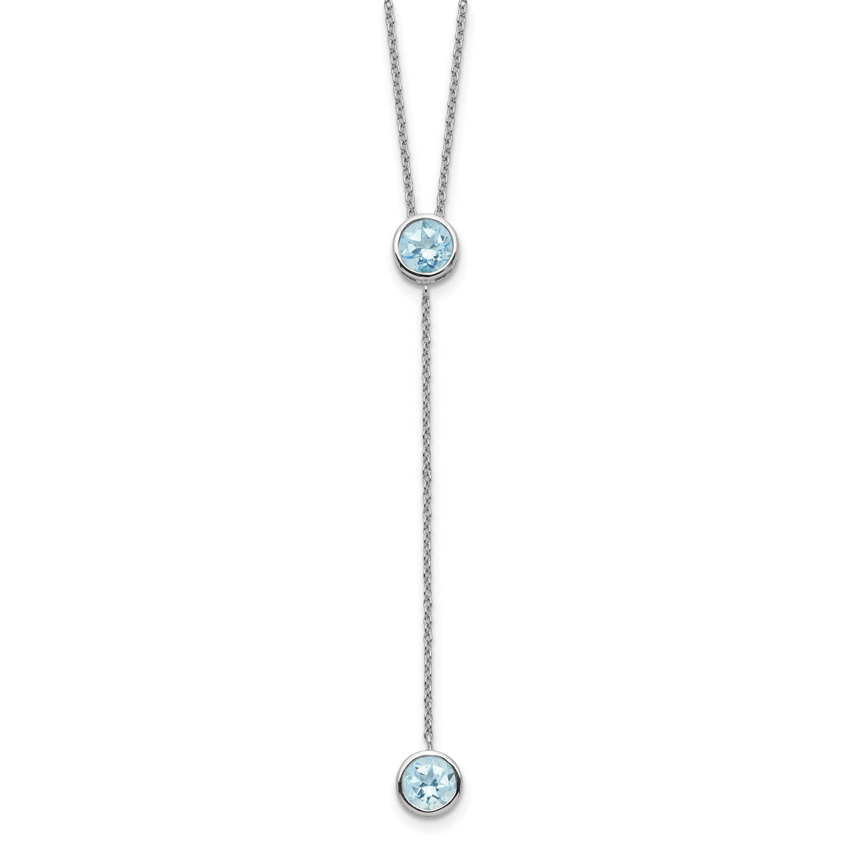 Sterling Silver Rhodium-plated Blue Topaz w/ 2in ext. Y-Necklace