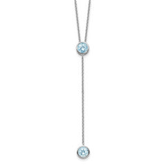 Sterling Silver Rhodium-plated Blue Topaz w/ 2in ext. Y-Necklace