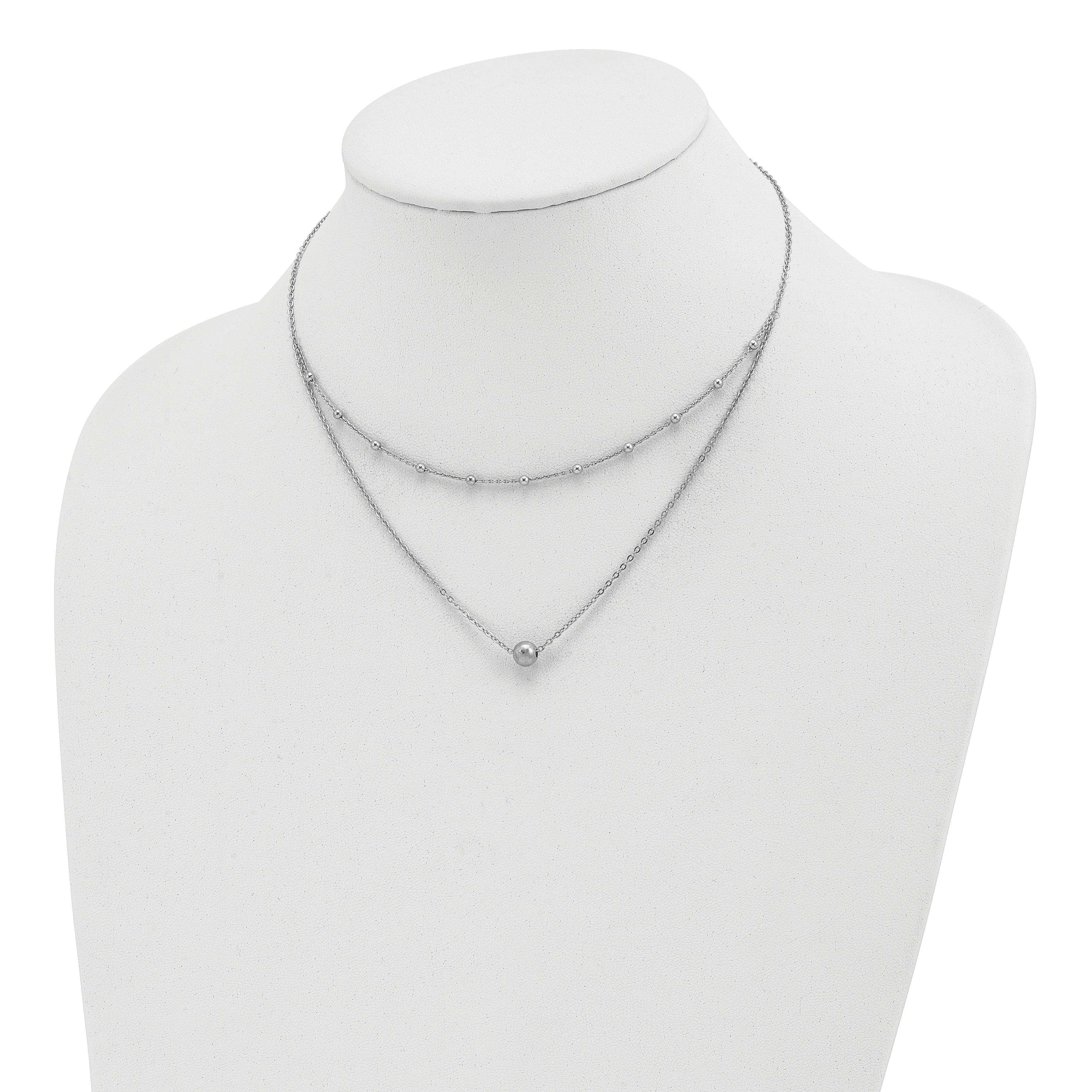 Sterling Silver Polished Beaded w/4 in ext Choker