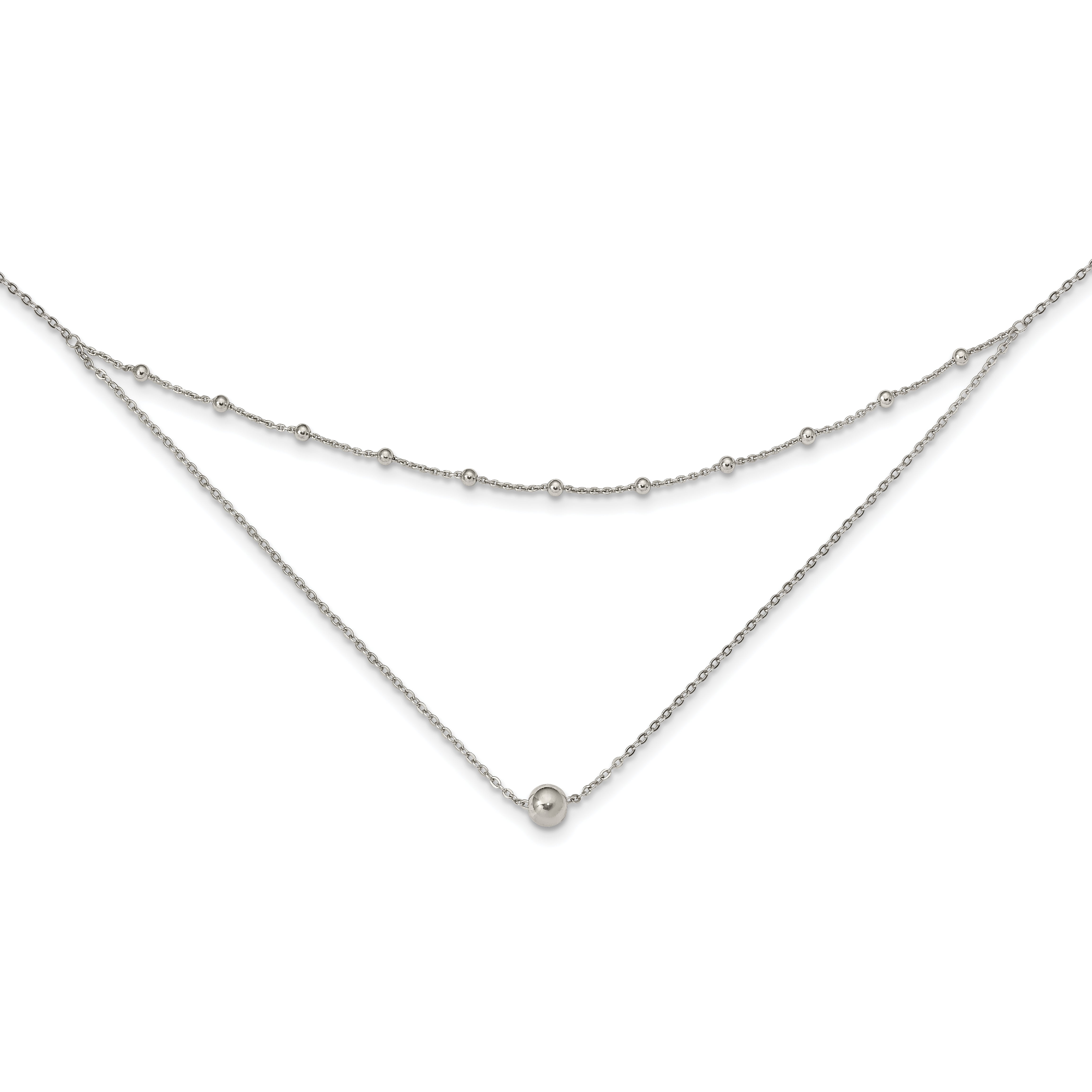 Sterling Silver Polished Beaded w/4 in ext Choker