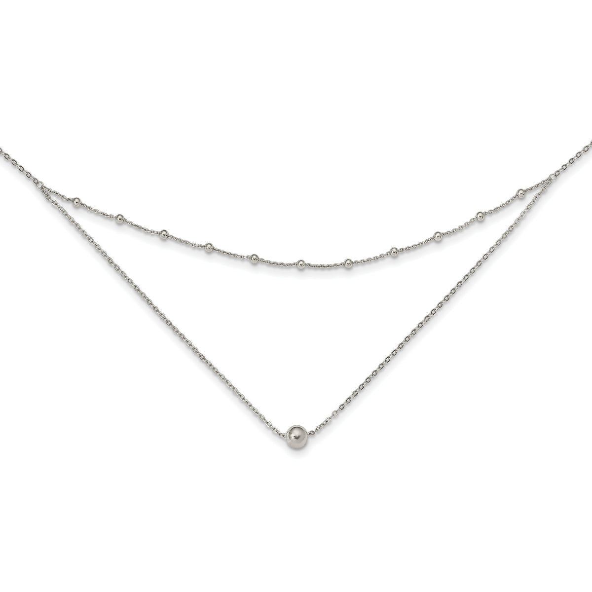 Sterling Silver Polished Beaded w/4 in ext Choker