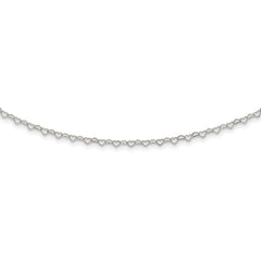 Sterling Silver Polished Hearts Link w/4 in ext Choker