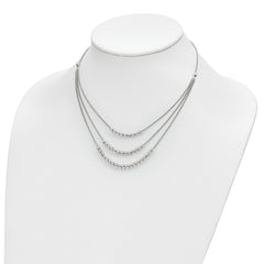 Sterling Silver Rhodium-plated Beaded Multi Layer Necklace