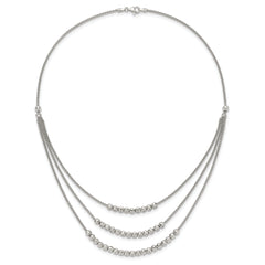 Sterling Silver Rhodium-plated Beaded Multi Layer Necklace