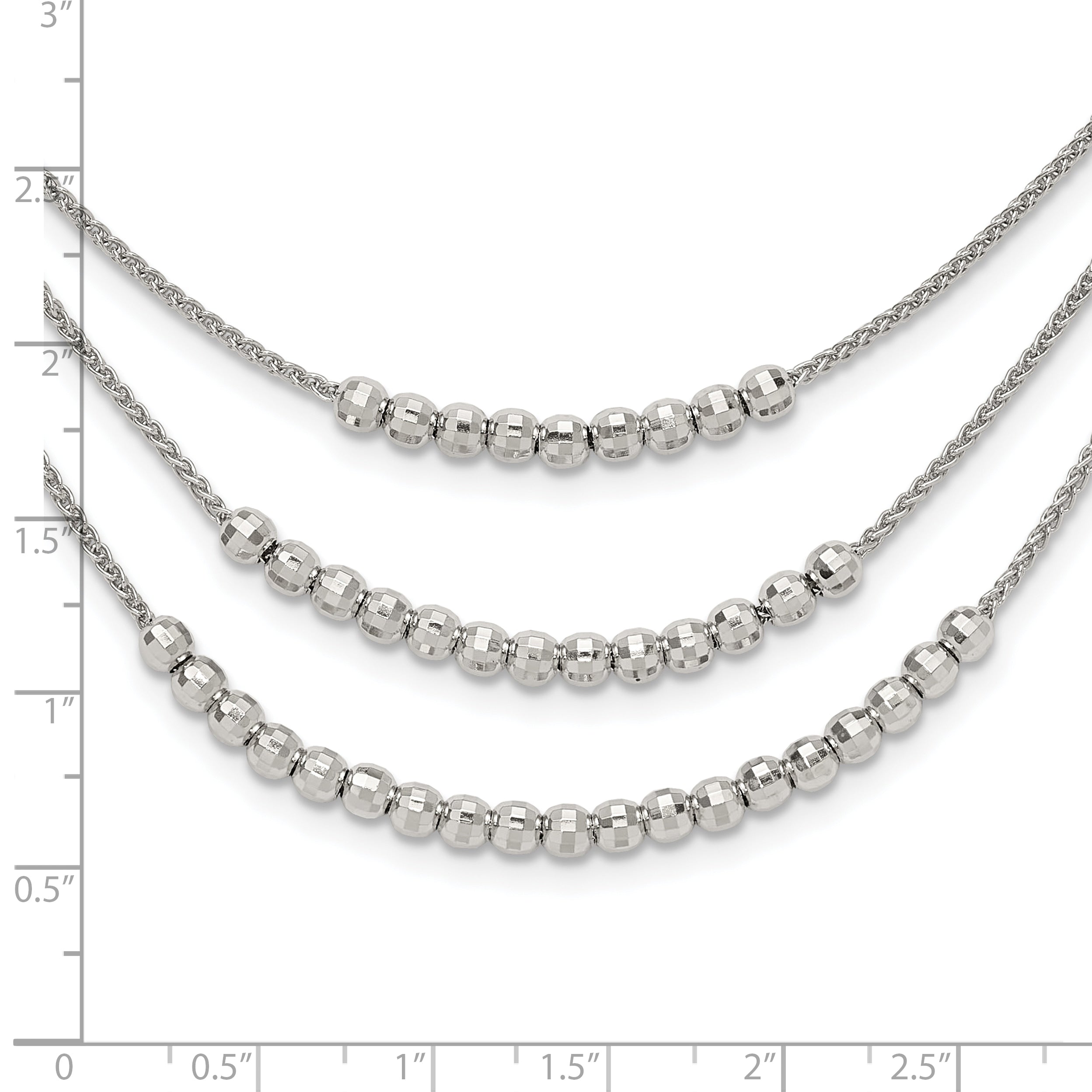 Sterling Silver Rhodium-plated Beaded Multi Layer Necklace