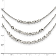 Sterling Silver Rhodium-plated Beaded Multi Layer Necklace