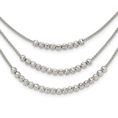 Sterling Silver Rhodium-plated Beaded Multi Layer Necklace