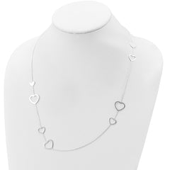 Sterling Silver Polished Hearts Necklace