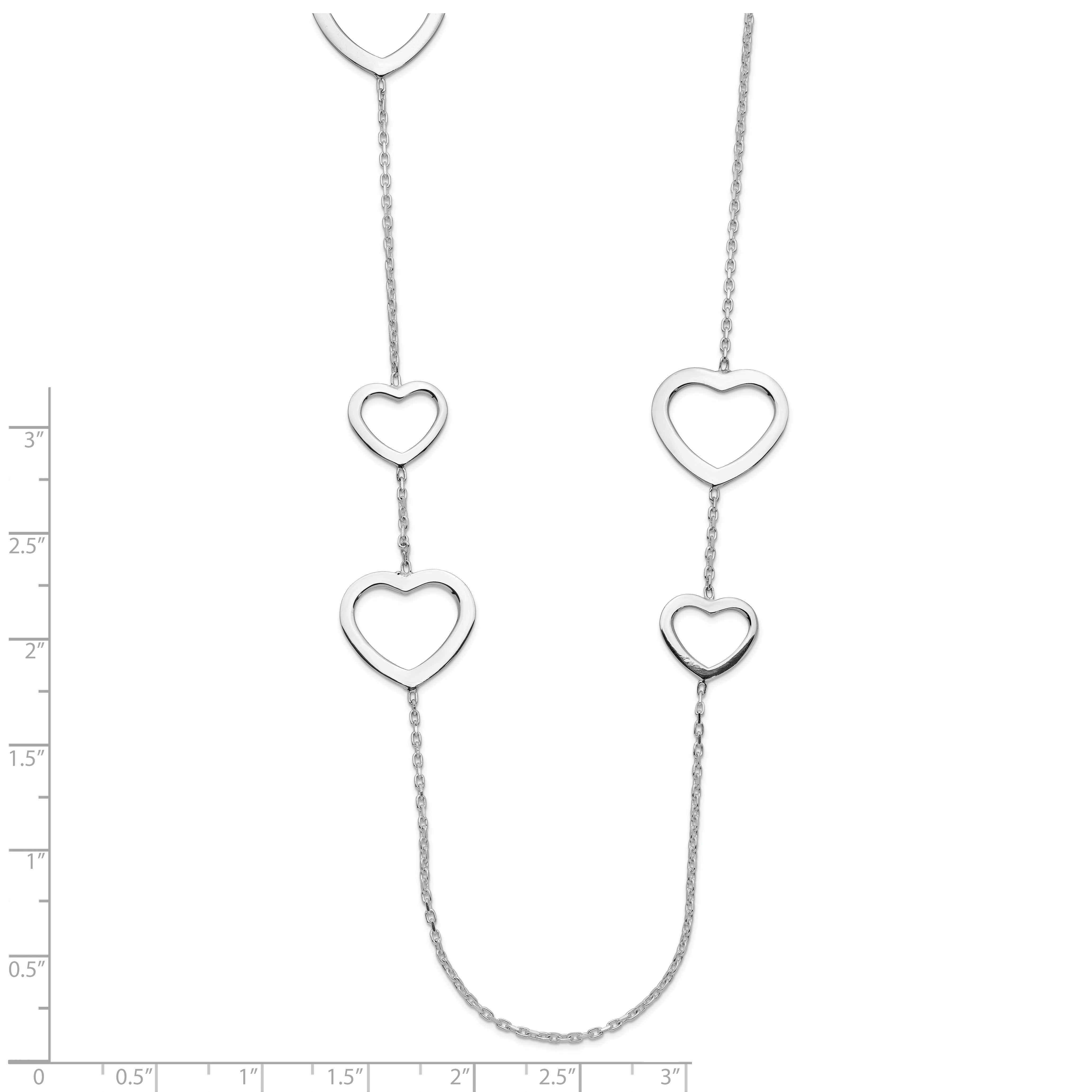 Sterling Silver Polished Hearts Necklace