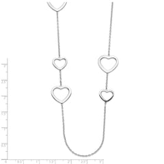 Sterling Silver Polished Hearts Necklace