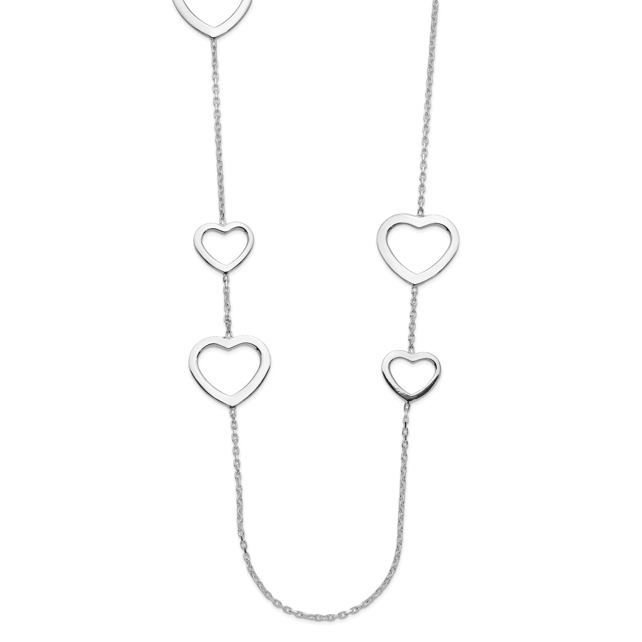 Sterling Silver Polished Hearts Necklace