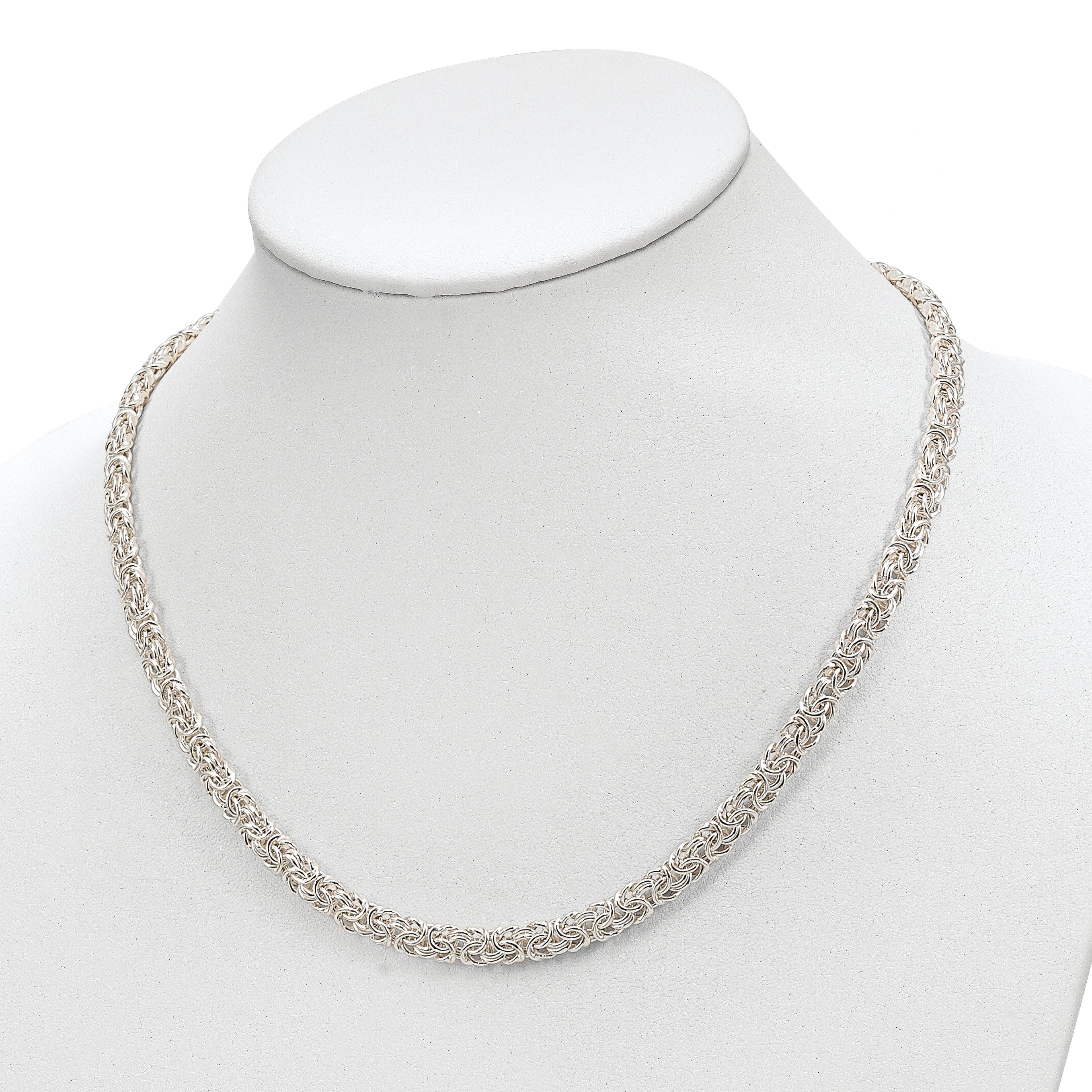 Sterling Silver Polished Byzantine Link Necklace