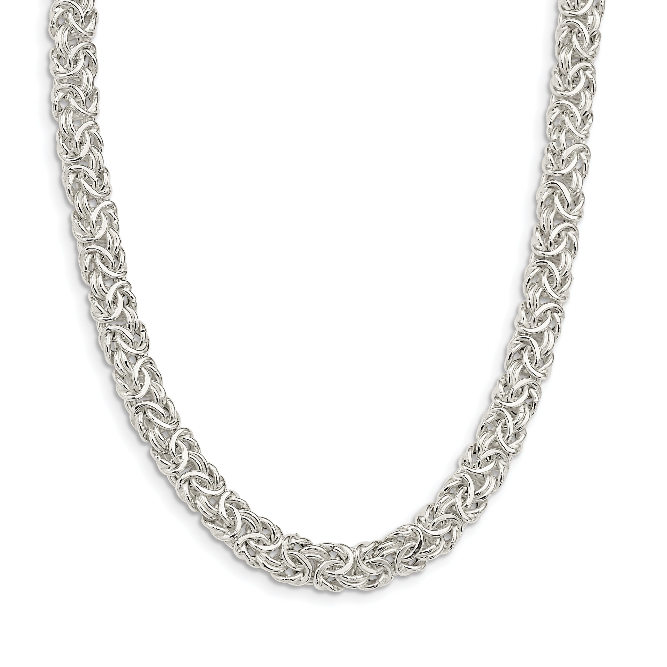 Sterling Silver Polished Byzantine Link Necklace