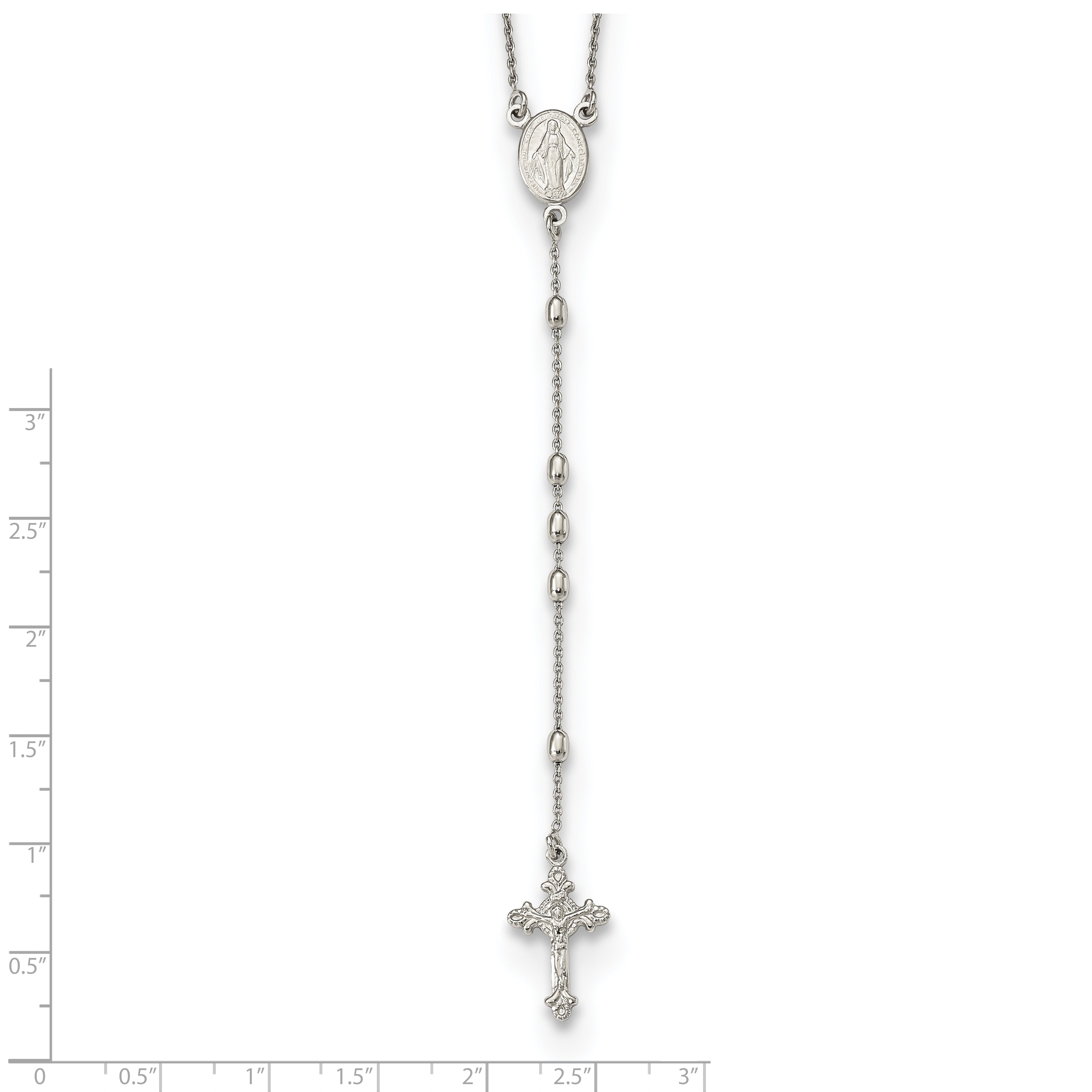 Sterling Silver Beaded Rosary18 inch Necklace with1.25 inch extension