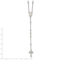 Sterling Silver Rhodium-plated Beaded Rosary 27 inch Necklace