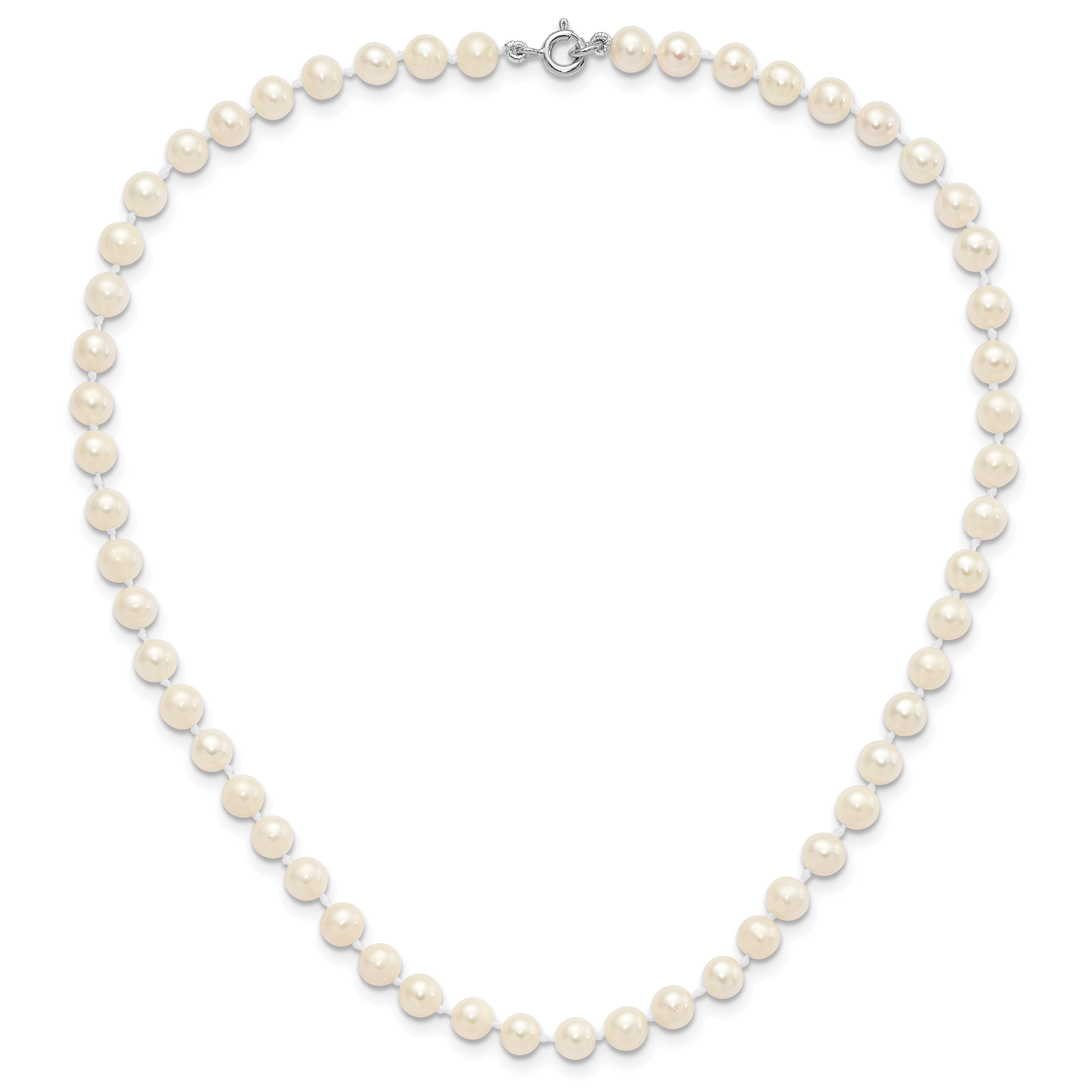 Sterling Silver Madi K Rhodium-plated 5-6mm Semi-round Freshwater Cultured Pearl 12in Necklace, 4in Bracelet & Button Earrring Set