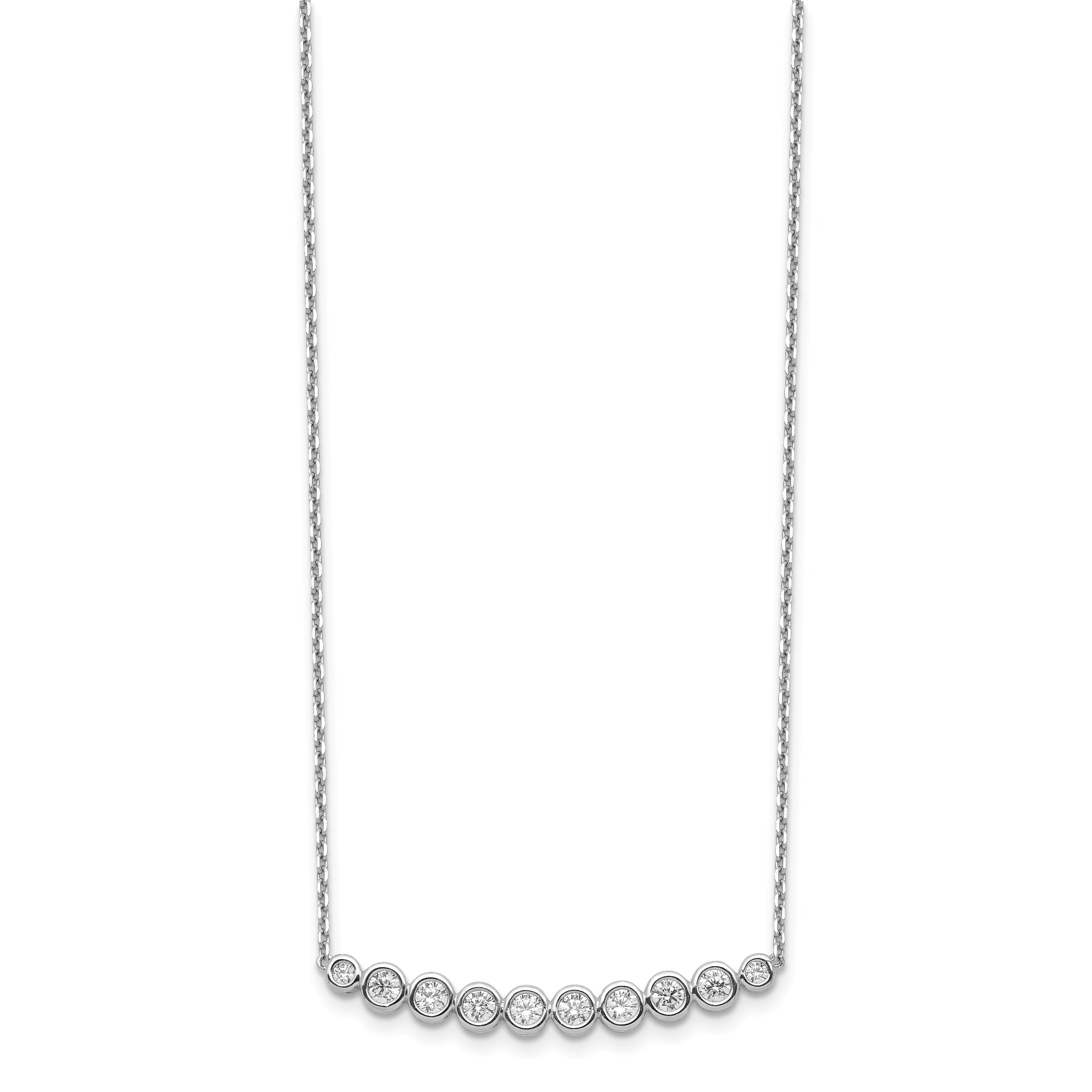 Sterling Shimmer Sterling Silver Rhodium-plated 16 inch 10 Stone CZ Bar Necklace with 2 inch extender