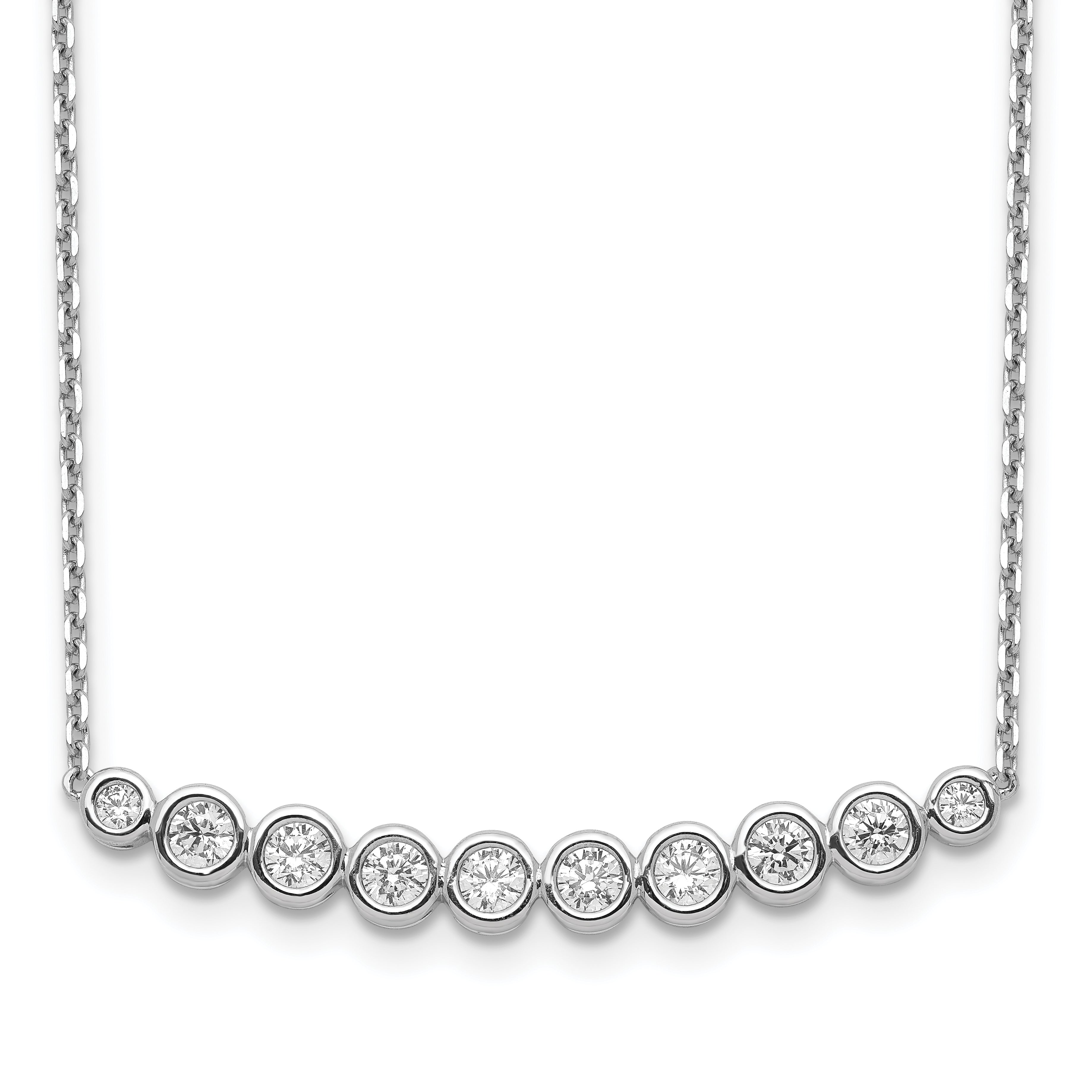 Sterling Shimmer Sterling Silver Rhodium-plated 16 inch 10 Stone CZ Bar Necklace with 2 inch extender