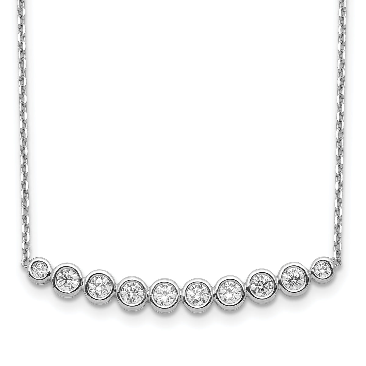 Sterling Shimmer Sterling Silver Rhodium-plated 16 inch 10 Stone CZ Bar Necklace with 2 inch extender