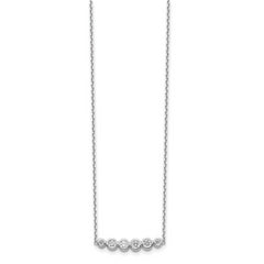 Sterling Shimmer Sterling Silver Rhodium-plated 16 inch 6 Stone CZ Bar Necklace with 2 inch extender