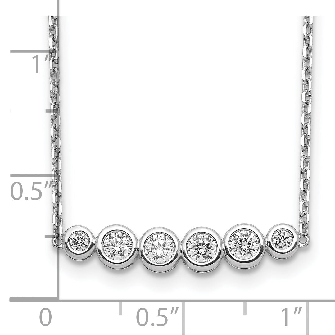 Sterling Shimmer Sterling Silver Rhodium-plated 16 inch 6 Stone CZ Bar Necklace with 2 inch extender