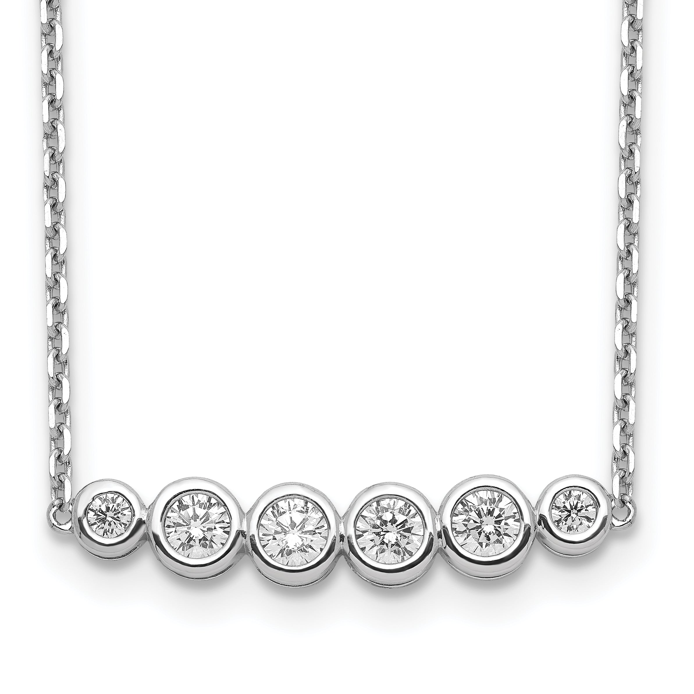 Sterling Shimmer Sterling Silver Rhodium-plated 16 inch 6 Stone CZ Bar Necklace with 2 inch extender