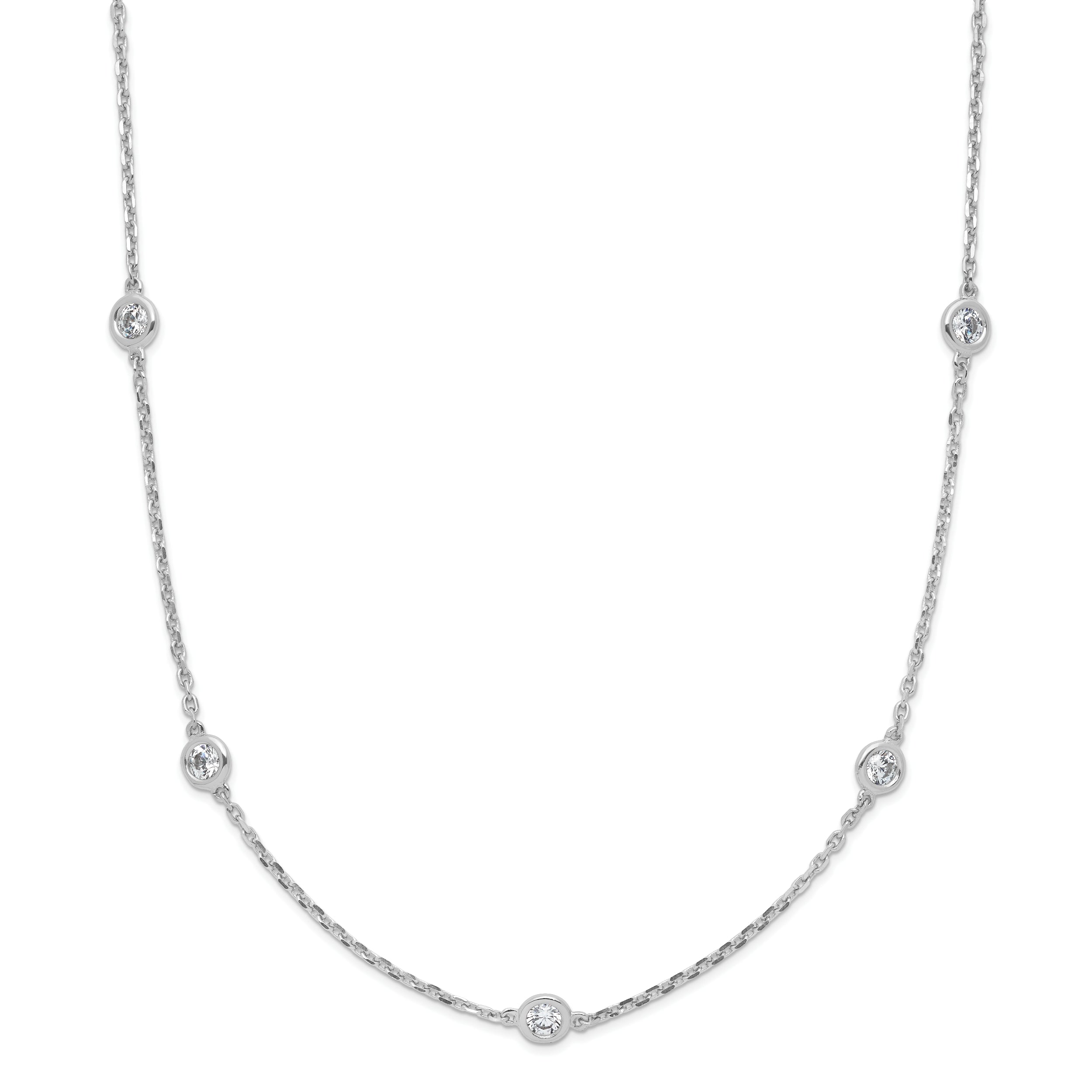 Sterling Shimmer Sterling Silver Rhodium-plated 24 inch 15 Stone 15 Station CZ Necklace