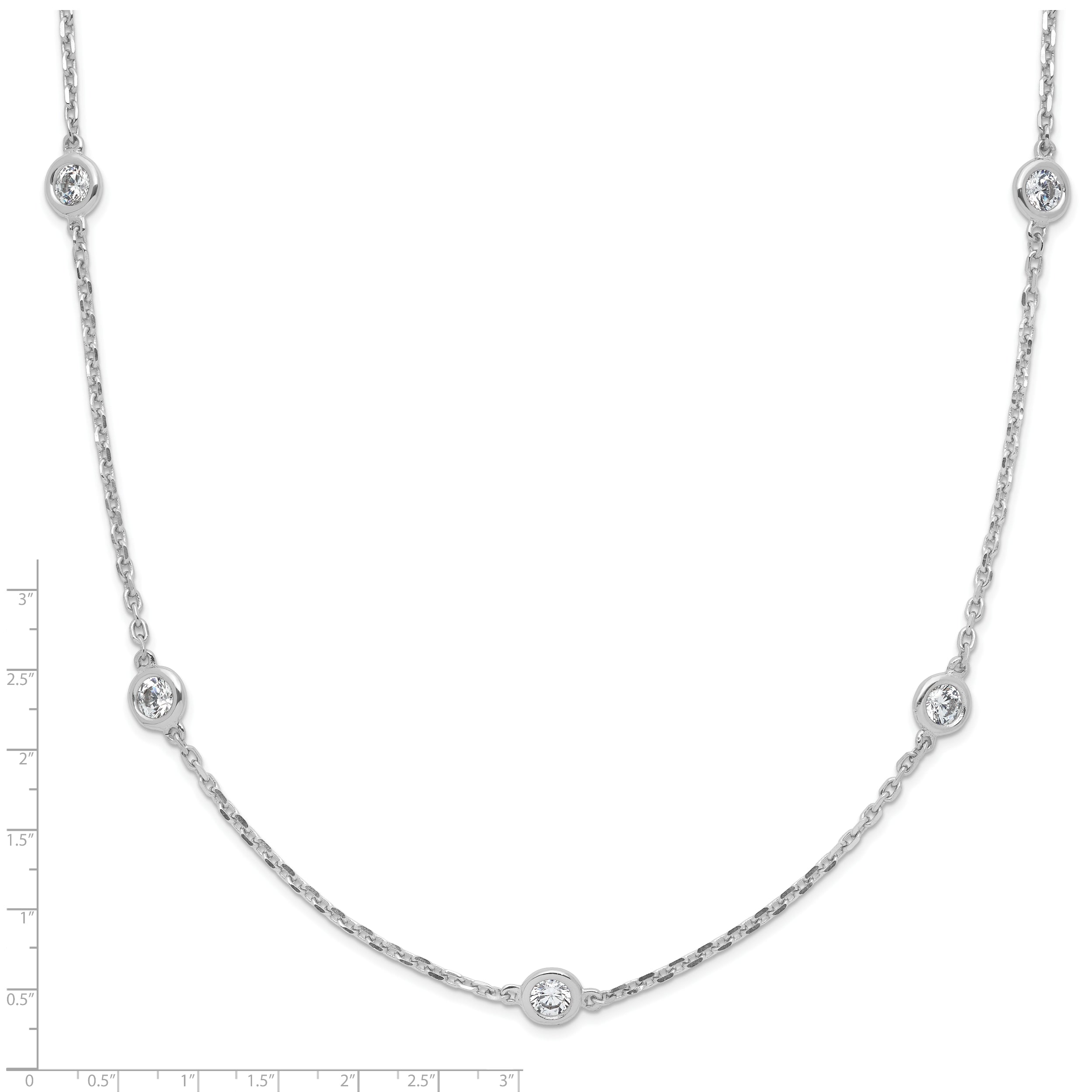 Sterling Shimmer Sterling Silver Rhodium-plated 24 inch 15 Stone 15 Station CZ Necklace