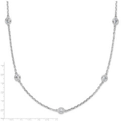 Sterling Shimmer Sterling Silver Rhodium-plated 24 inch 15 Stone 15 Station CZ Necklace