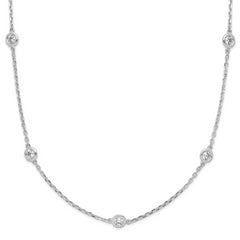 Sterling Shimmer Sterling Silver Rhodium-plated 24 inch 15 Stone 15 Station CZ Necklace