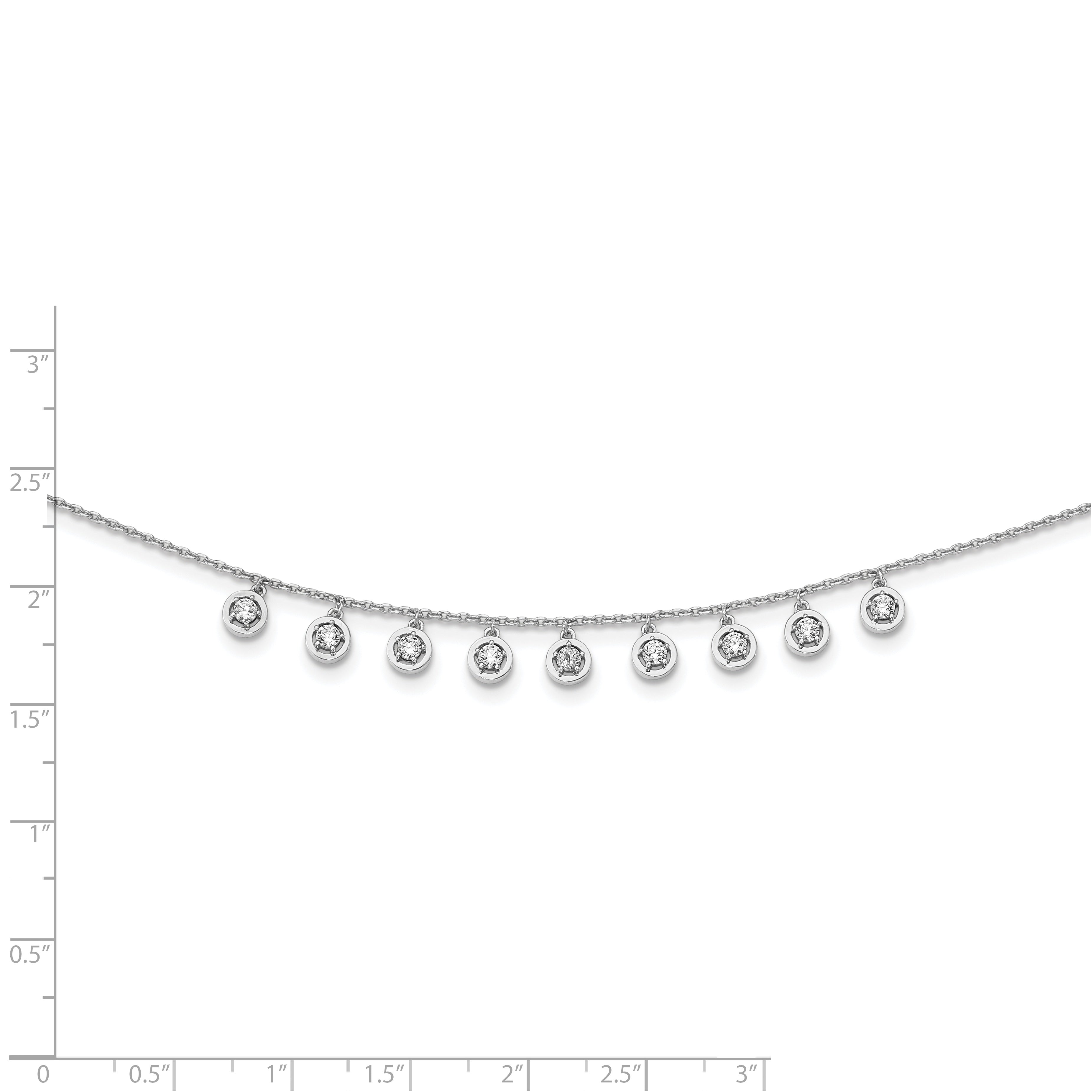 Sterling Shimmer Sterling Silver Rhodium-plated 18 inch 11 Stone 11 Station CZ Necklace