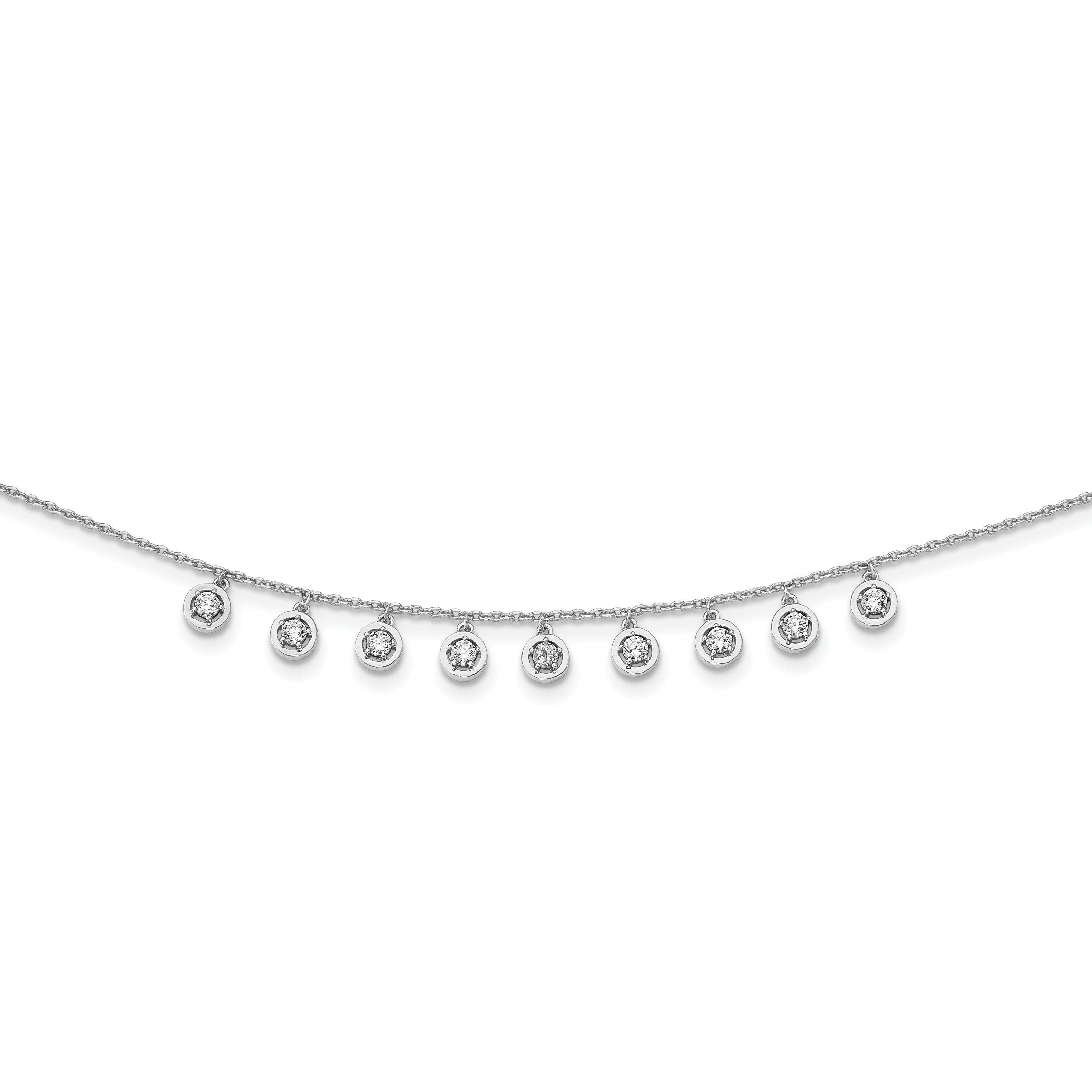 Sterling Shimmer Sterling Silver Rhodium-plated 18 inch 11 Stone 11 Station CZ Necklace