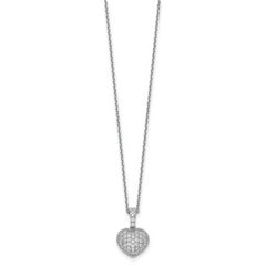 Sterling Shimmer Sterling Silver Rhodium-plated 16 inch 40 Stone Heart CZ Necklace with 2 inch extender