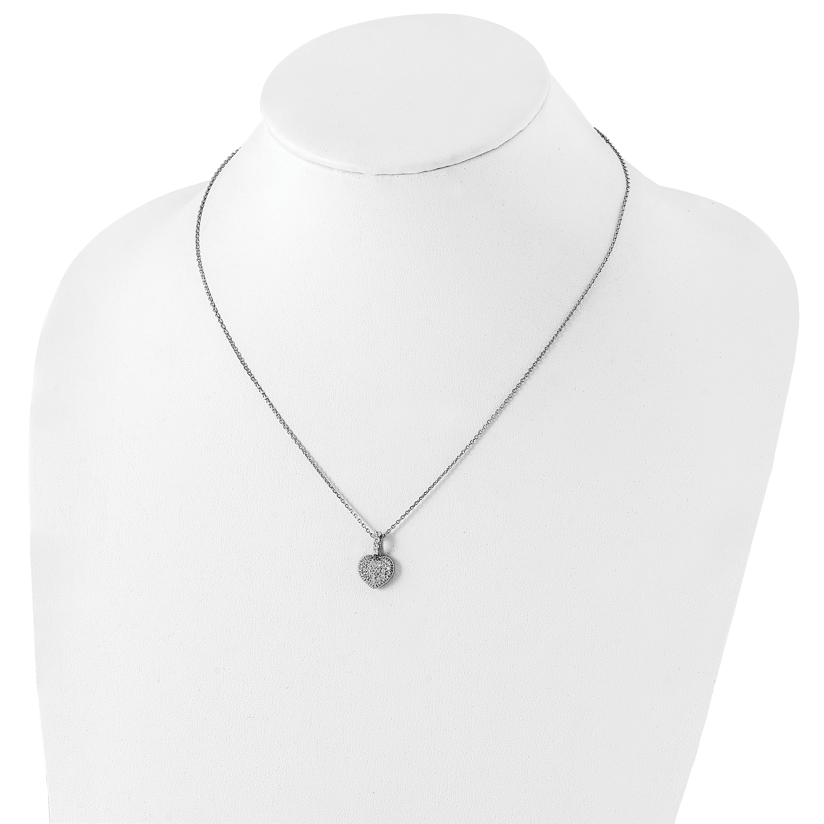 Sterling Shimmer Sterling Silver Rhodium-plated 16 inch 40 Stone Heart CZ Necklace with 2 inch extender