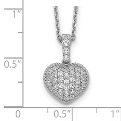 Sterling Shimmer Sterling Silver Rhodium-plated 16 inch 40 Stone Heart CZ Necklace with 2 inch extender