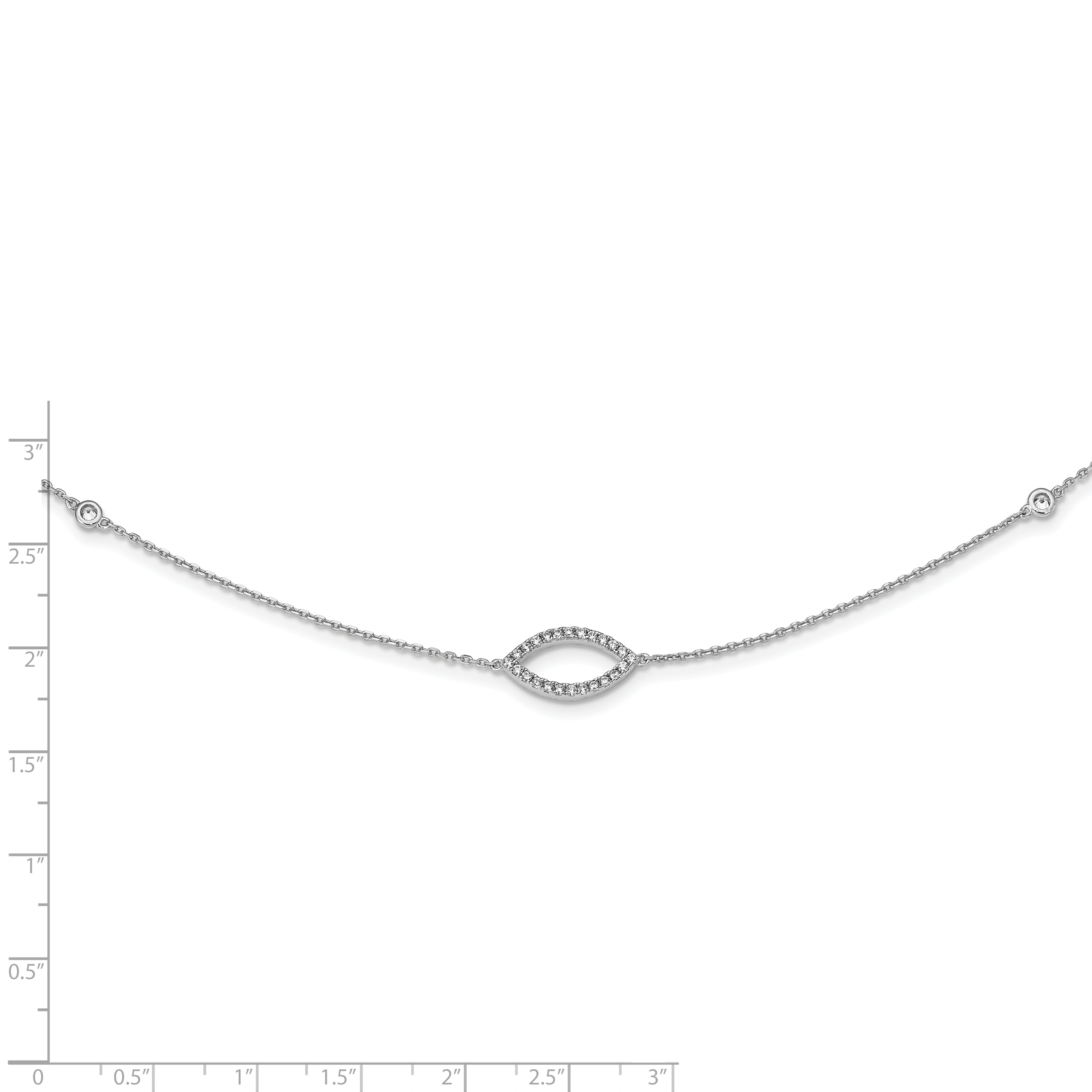 Sterling Shimmer Sterling Silver Rhodium-plated 18 inch 76 Stone 7 Station CZ Necklace