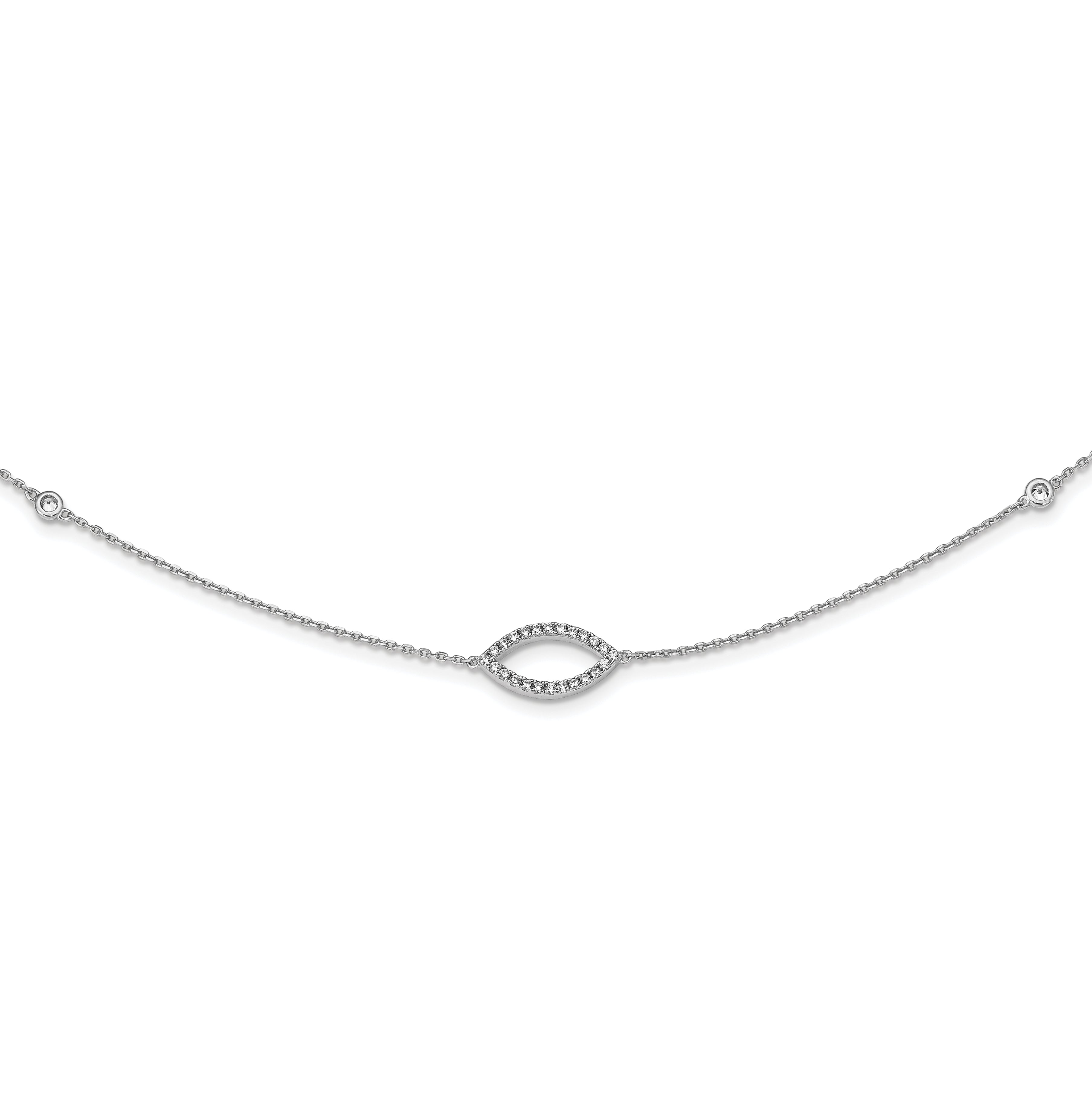 Sterling Shimmer Sterling Silver Rhodium-plated 18 inch 76 Stone 7 Station CZ Necklace