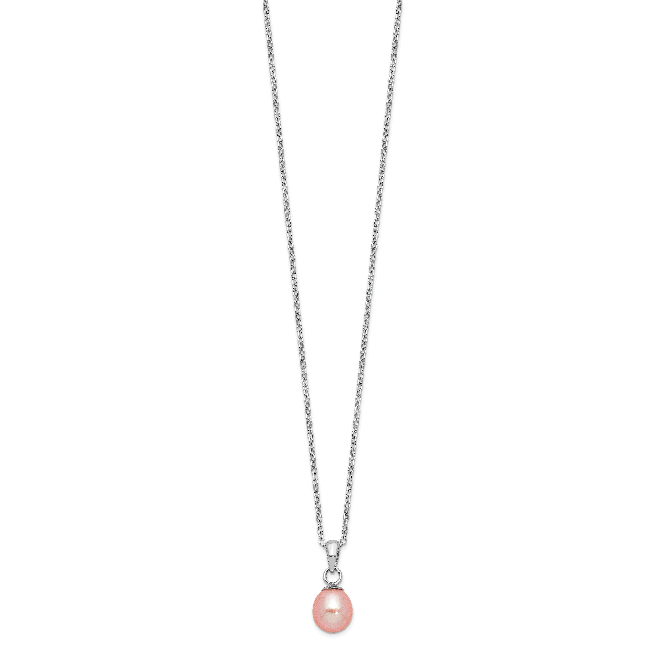 Sterling Silver Rhodium-plated Pink FWC Pearl Necklace/Earrings Set