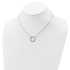 Prizma Sterling Silver Rose-tone 14K Flash Rose Gold-plated 16 inch Colorful CZ Open Circle Necklace with 2 inch Extender