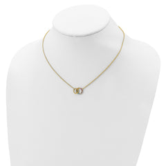 Prizma Sterling Silver Gold-tone 14K Flash Gold-plated 16 inch Colorful CZ Intertwined Circle Necklace with 2 inch Extender